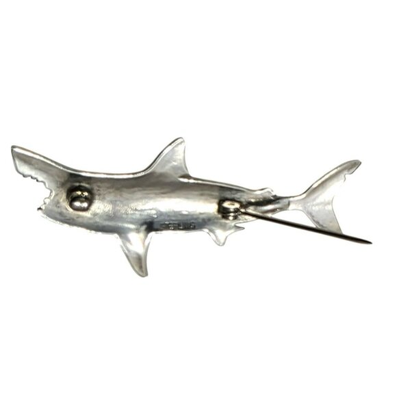 Vintage Sterling Silver Great White Shark Brooch Tie Pin Mako Jaws Sea Maritime - Picture 4 of 11